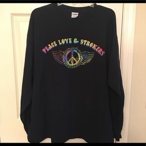 Long Sleeve T-Shirt. Peace Love & Strokers. 2XL